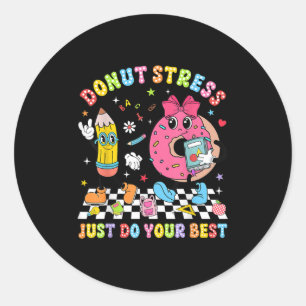 Docenten Donut Stress Doe Gewoon Je Test Dag Jonge Ronde Sticker