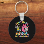 Docenten Donut Stress Gewoon Je Test Dag Jongens G Sleutelhanger (Voorkant)