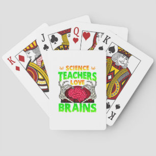 Docenten Hersenen Skelet Hand Hart Halloween Pokerkaarten