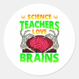 Docenten Hersenen Skelet Hand Hart Halloween Ronde Sticker