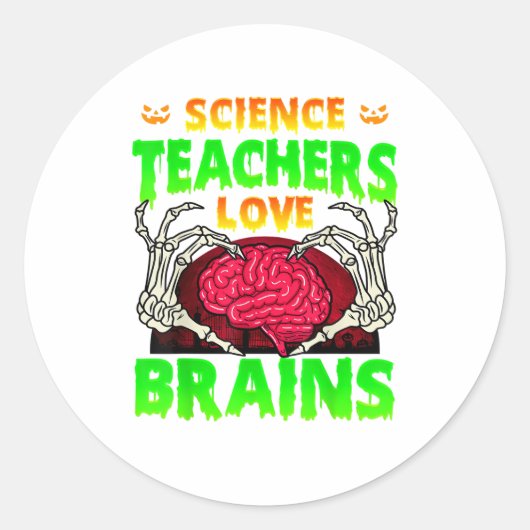 Docenten Hersenen Skelet Hand Hart Halloween Ronde Sticker (Voorkant)