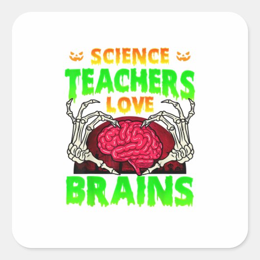 Docenten Hersenen Skelet Hand Hart Halloween Vierkante Sticker (Voorkant)
