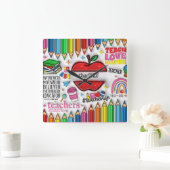 Docenten: inspireren, groeien, denken ,harten vierkante klok (Huis)