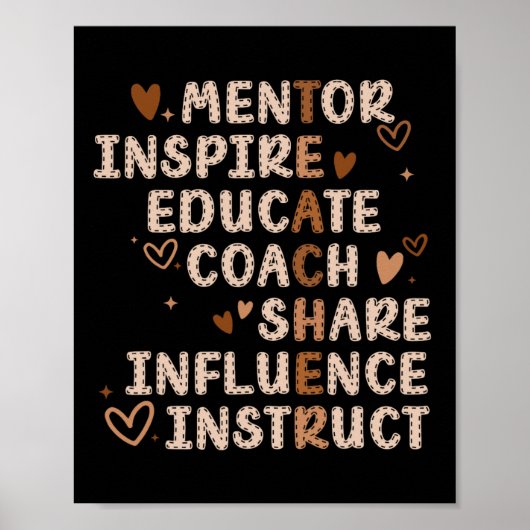 Docenten Mentor Inspire Educate Coach Share Invloe Poster (Voorkant)