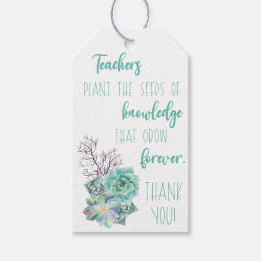 Docenten Planten de zaden van kennis Succulent Cadeaulabel (Voorkant)