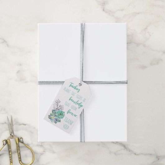 Docenten Planten de zaden van kennis Succulent Cadeaulabel (Met Touw)