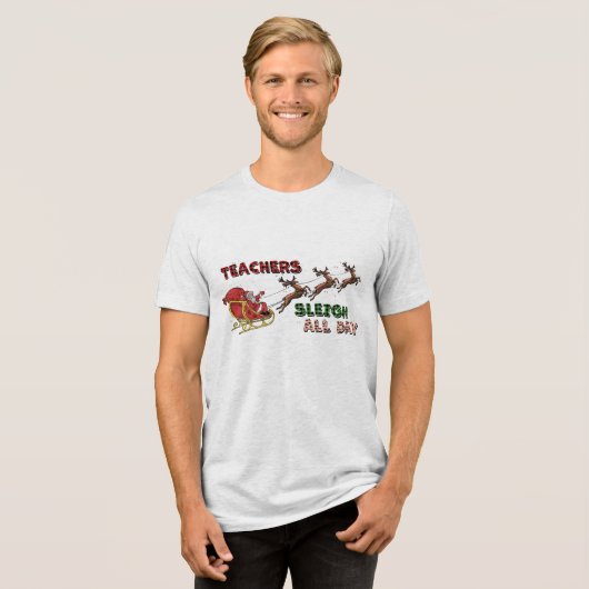 Docenten Sleigh Christmas Tri-Blend Shirt (Voorkant volledig)
