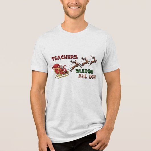 Docenten Sleigh Christmas Tri-Blend Shirt (Voorkant)