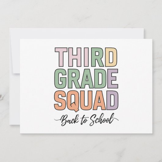 Docenten van het derde leerjaar kinderen squad 3e kaart (Voorkant)