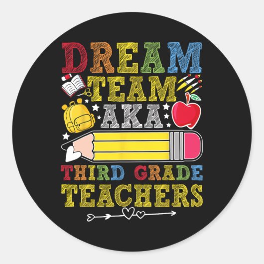Docenten van het dromen team van groep 5 Derde kla Ronde Sticker (Voorkant)