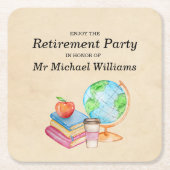 Docenten Wereldbol Boeken Pensioenfeest Kartonnen Onderzetters (Voorkant)