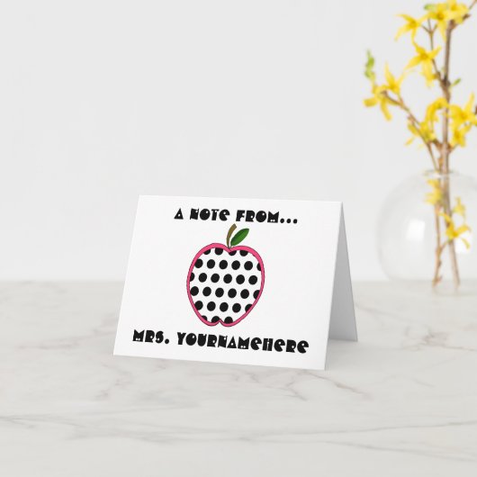 Docentenbriefkaart - Polka Dot Apple Kaart (Gele Bloem)