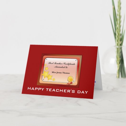 Docentencertificaat (personaliseren) feestdagen kaart (Voorkant)