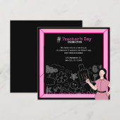 Docentendag Save the Date Kaart – Roze & Zwart (Voorkant / Achterkant)