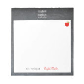 Docentennaam citaat rode appel appreciatie notitieblok (Voorkant)