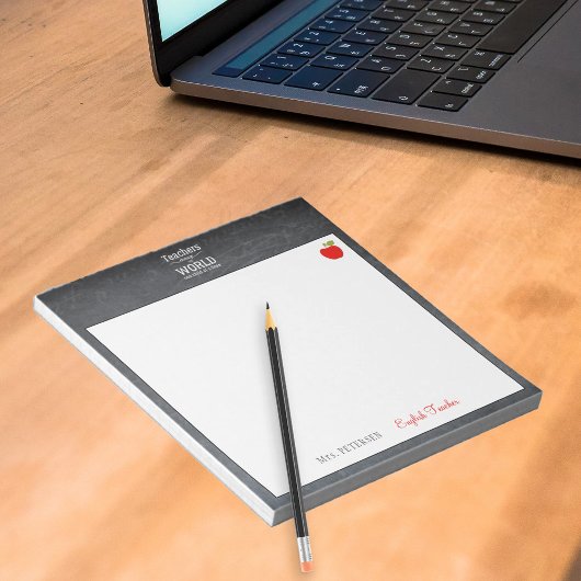 Docentennaam citaat rode appel appreciatie notitieblok