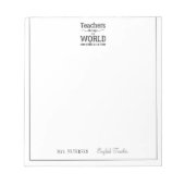 Docentennaam elegant quote modern wit lijst notitieblok (Voorkant)