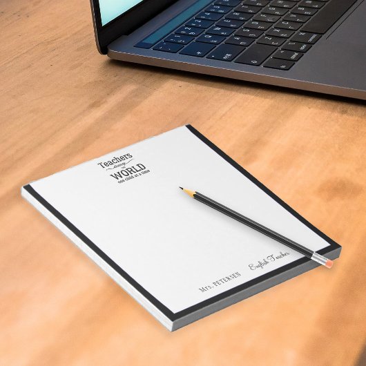 Docentennaam elegant quote modern zwart lijst notitieblok