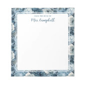 Docentennaam Waterverf Blauwe Rozen Notitieblok (Voorkant)