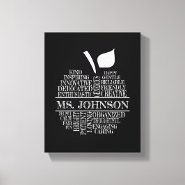 Docententypografie Apple in zwart-wit Canvas Afdruk