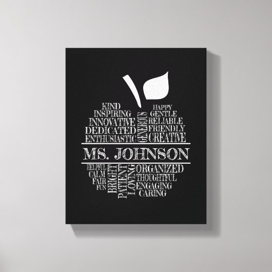 Docententypografie Apple in zwart-wit Canvas Afdruk (Voorkant)