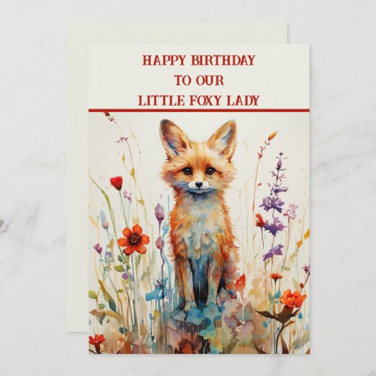 Dochter 10e Verjaardag Abstract Fox Feestdagenkaart (Voorkant / Achterkant)