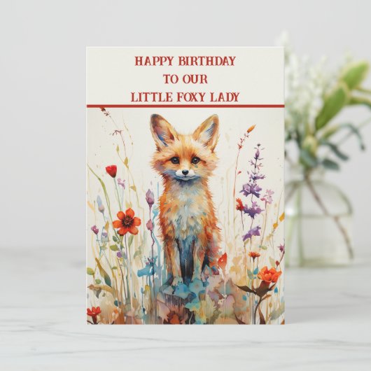 Dochter 10e Verjaardag Abstract Fox Feestdagenkaart (Staand voorkant)