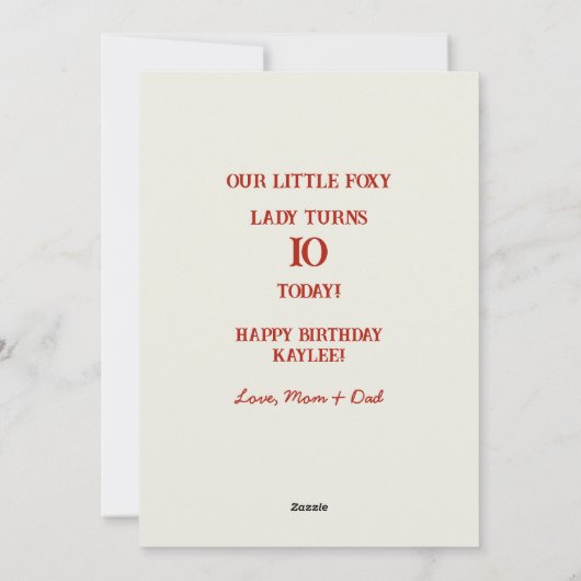 Dochter 10e Verjaardag Abstract Fox Feestdagenkaart (Achterkant)