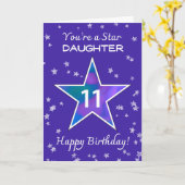 Dochter 11e Verjaardag Shining Star Vibrant Paarse Kaart (Gele Bloem)