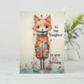 Dochter 15e Verjaardag Abstract Fox Feestdagenkaart (Staand voorkant)