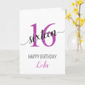 Dochter 16 roze glitter verjaardagskaart kaart (Gele Bloem)