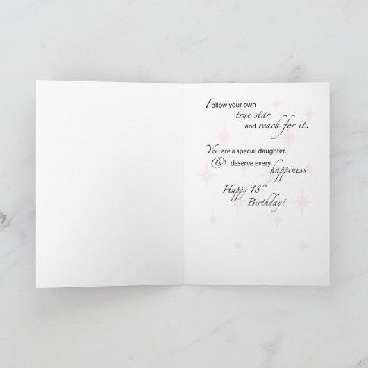 Dochter 18e Verjaardagsster Inspirerend Roze Kaart (Binnen)