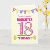 Dochter 18th Birthday Primroses en Bunting Kaart (Gele Bloem)