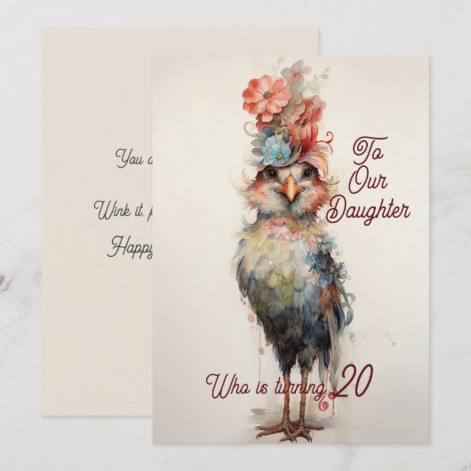 Dochter 20e Verjaardag Abstracte Kip Feestdagenkaart (Voorkant / Achterkant)