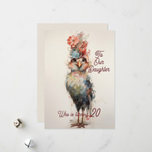 Dochter 20e Verjaardag Abstracte Kip Feestdagenkaart