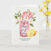 Dochter 21e Verjaardag Jar Roze Bloemen Groet Kaart (Gele Bloem)