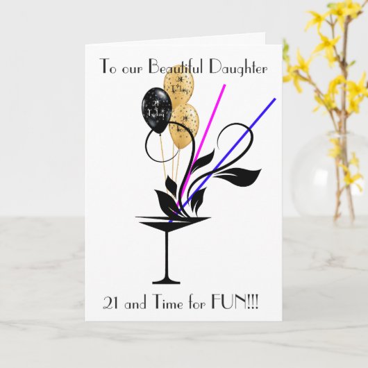 DOCHTER 21E VERJAARDAG WENSKAART KAART (Gele Bloem)