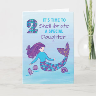 Dochter 2e verjaardag Sparkly look Mermaid Kaart