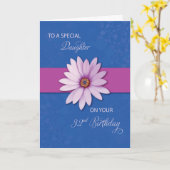 Dochter 32e verjaardag op roze en Paars Kaart (Gele Bloem)