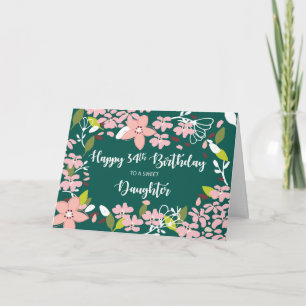Dochter 34e verjaardag Groene bloemen Kaart