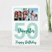 Dochter 50th Birthday Modern Script Photo Collage Kaart (Voorkant)