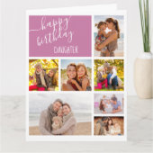 Dochter 7 Fotocollage Gepersonaliseerde Verjaardag Kaart (Voorkant)