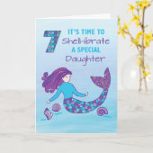 Dochter 7e verjaardag Sparkly look Mermaid Kaart (Gele Bloem)