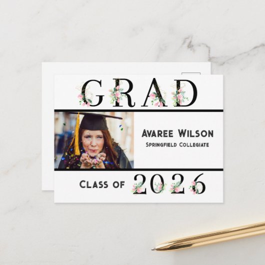 Dochter Afstuderen Middelbare School Briefkaart (Voorkant / Achterkant in situ)