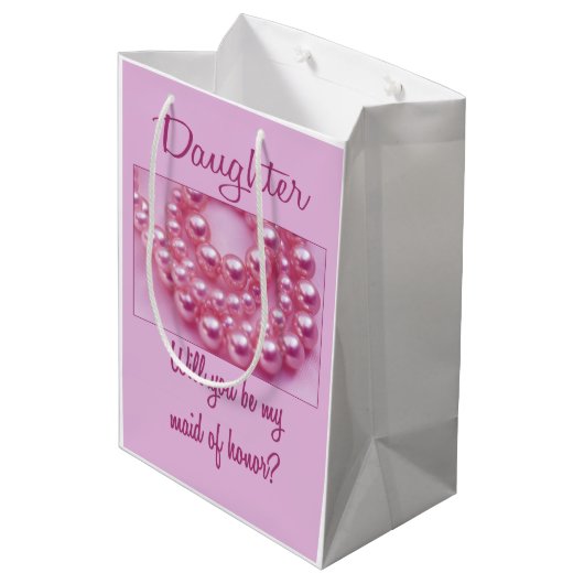Dochter, alsjeblieft mijn Maid of Honor? Medium Cadeauzakje (Achterkant Gekanteld)
