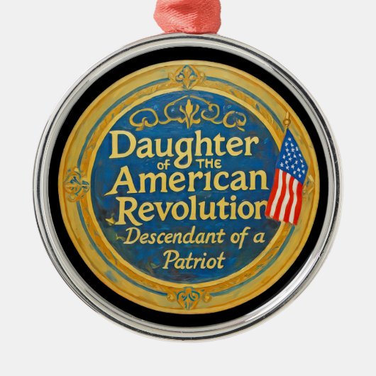 Dochter Amerikaanse Revolutie Afstammeling Patriot Metalen Ornament (Voorkant)