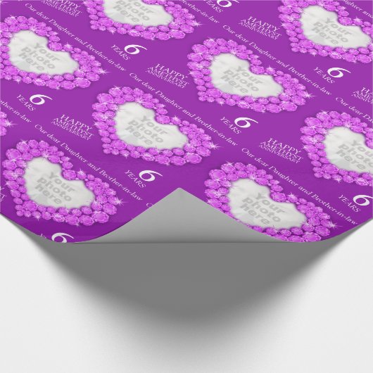 Dochter Amethist jubileum foto en jaarwrap Cadeaupapier (Hoek)