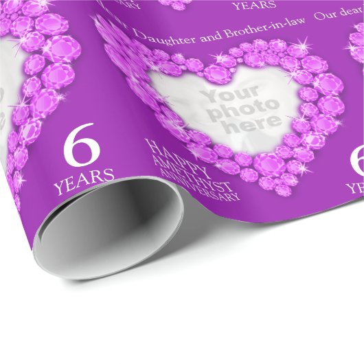 Dochter Amethist jubileum foto en jaarwrap Cadeaupapier (Rol Hoek)
