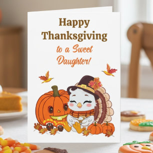 Dochter Baby Kalkoen & Pompoen Thanksgiving Kaart