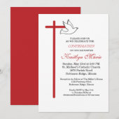 Dochter bevestiging Rode Kruis en Duif op Wit Kaart (Voorkant / Achterkant)